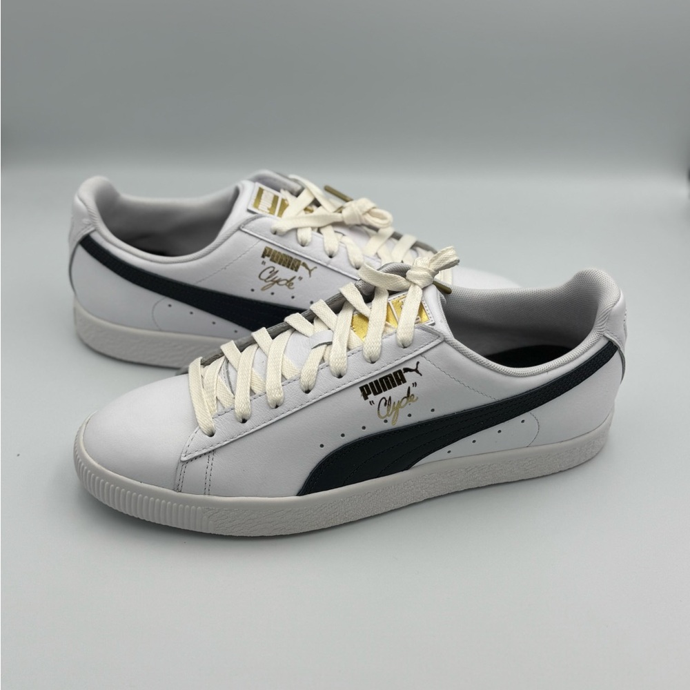PUMA Clyde Core Leather Foil 'White Navy' Men's Sneakers Size 12 Brand New